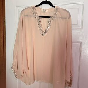 Umgee Blush Blouse with Sequin Detail